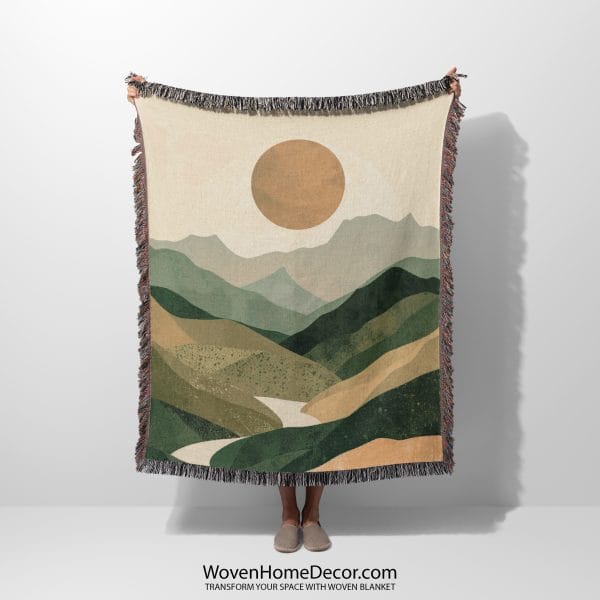 Green Mountain Landscape Woven Blanket main photo