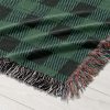 Close-up of the texture of the "Best Grandpa Ever" blanket with green plaid, highlighting the weaving quality and classic pattern.