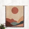 Brown-Mountain-Scene-woven-blanket-on-wall