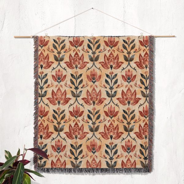 Lotus-Serenity-Woven-Blanket-tapestry-on-the-wall